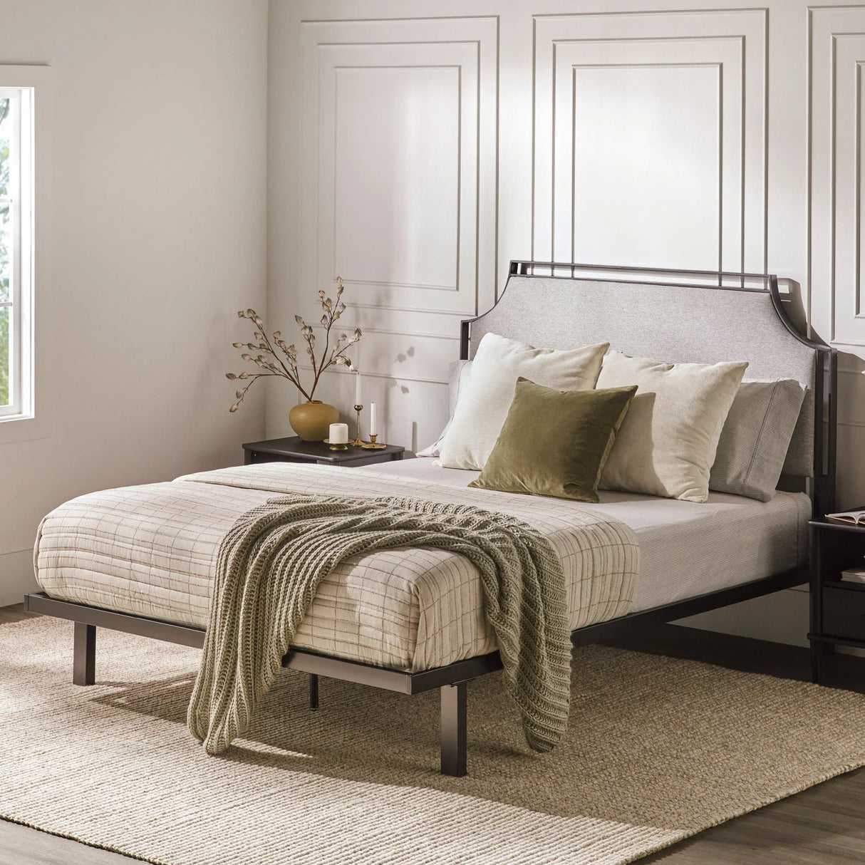 Bed Traditional Upholstered Metal - Furniture Home Direct