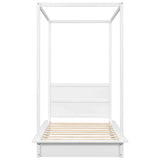 LED Canopy Bed, Canopy Platform Bed With Support Slats, No Box Spring Needed - Furniture Home Direct