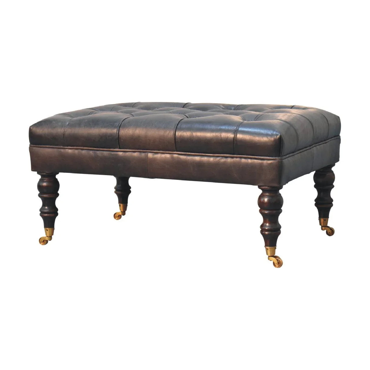 Buffalo - Leather Ottoman With Castor Legs - Furniture Home Direct
