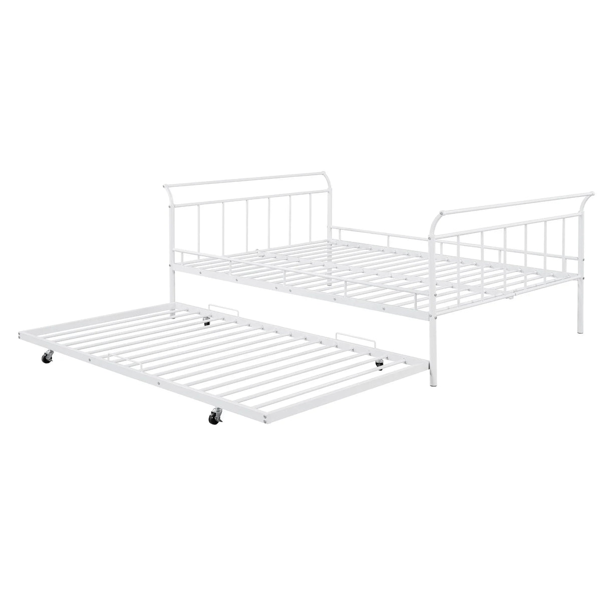 Metal Daybed With Curved Handle Design And Trundle - Furniture Home Direct