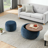 Round Storage Ottoman, 2 In 1 Function, End Table And Ottoman - Furniture Home Direct