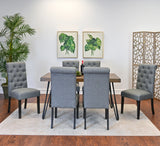 Dining Set Wood Table With Hairpin Legs Six Chairs Gray - Furniture Home Direct