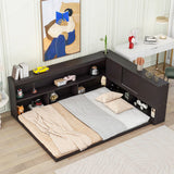 Floor Bed With L-Shaped Bookcases, Sliding Doors, Without Slats - Furniture Home Direct