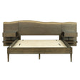 Queen Size Platform Bed Frame With Live Edge Headboard, Built In Nightstands - Dark Brown - Furniture Home Direct