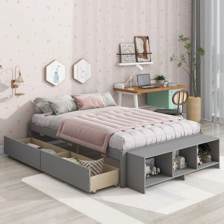 Bed With Storage Case, 2 Storage Drawers, Lengthwise Support Slat - Furniture Home Direct