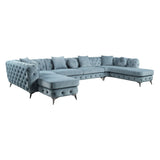 Zerah - Sectional Sofa With 7 Pillows - Dusty Blue - Furniture Home Direct