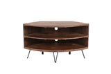 Fan Shape Reclaimed Wood Corner Media Table For Living Room Wise Use Your Space - Natural - Furniture Home Direct