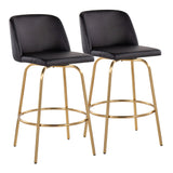 Toriano - Contemporary, Fixed Height Counter Stool With Swivel With Round Footrest (Set of 2) - Furniture Home Direct