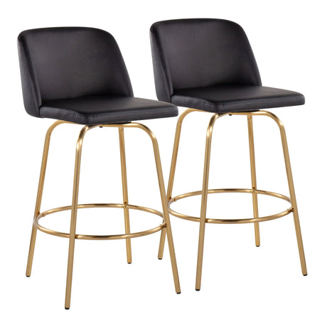 Toriano - Contemporary, Fixed Height Counter Stool With Swivel With Round Footrest (Set of 2) - Furniture Home Direct