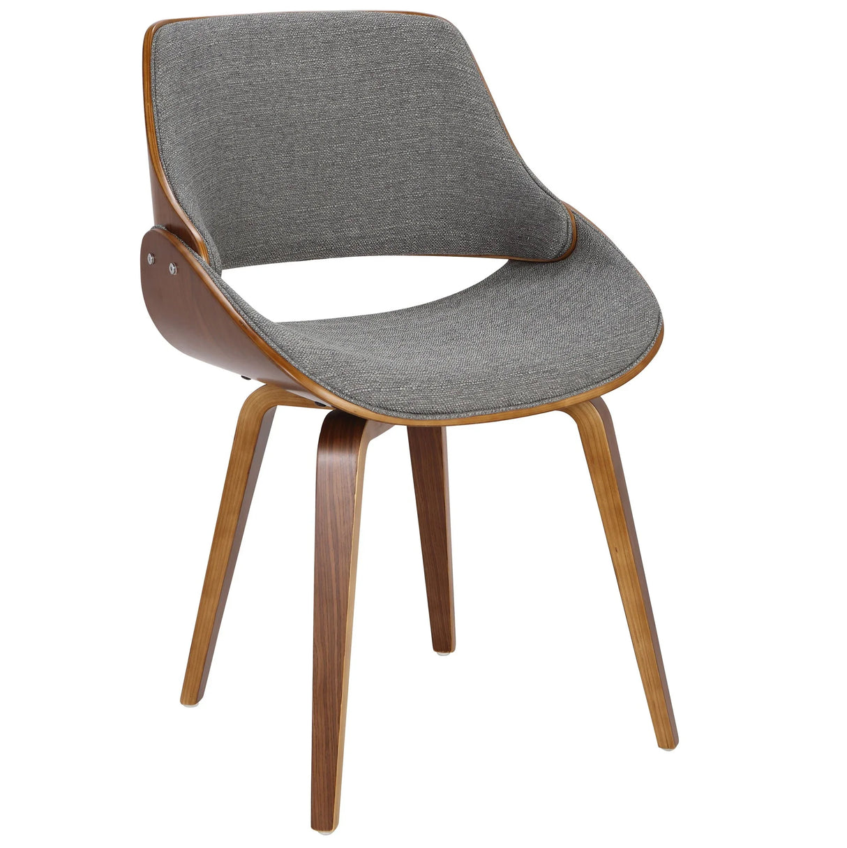 Folia - 3 Piece Dining Set Round Fabrizzi Mid-Century Modern - Walnut / Gray - Furniture Home Direct