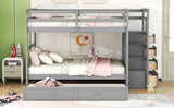 Bunk Bed With Twin Size Trundle And Staircase - Furniture Home Direct