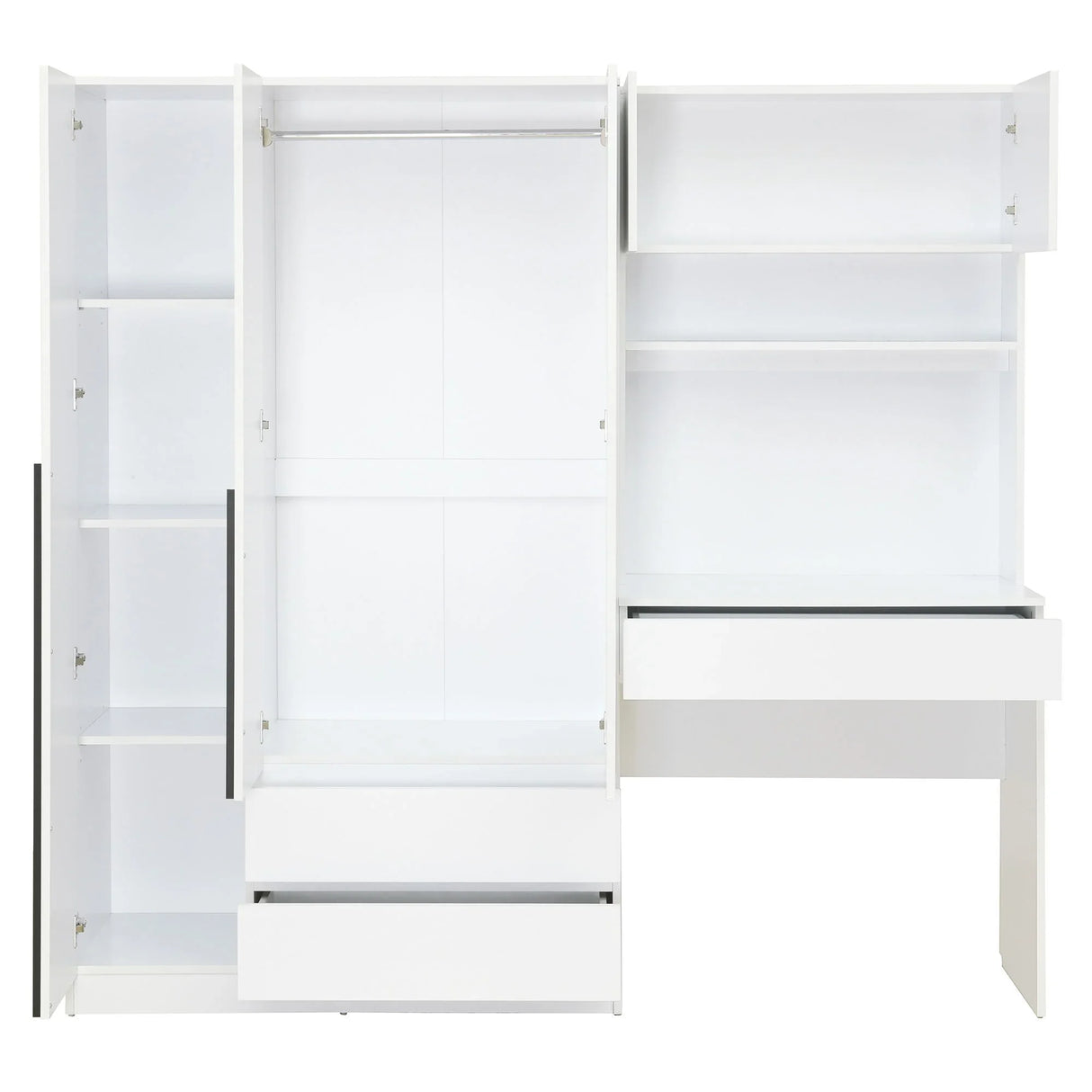 3 Door Storage Desk Wardrobe For Bedroom With Shelves And 3 Drawers - Furniture Home Direct