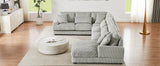 Sectional Sofa Oversized U Shaped Corduroy Fabric Gray - Furniture Home Direct