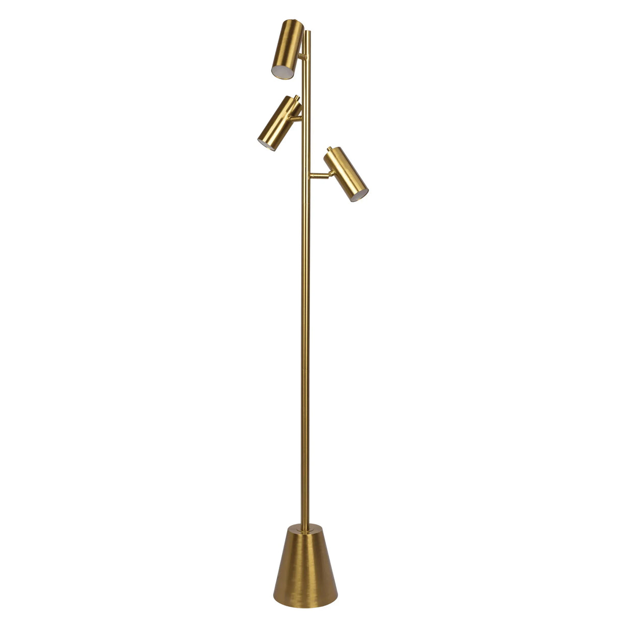 Lumina - Floor Lamp With Rotary Switch Triple Spots Cone Base - Gold - Furniture Home Direct