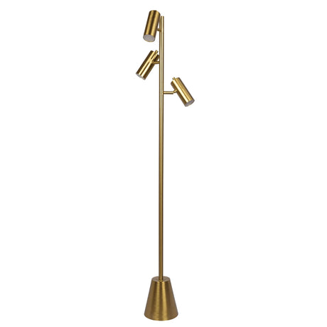 Lumina - Floor Lamp With Rotary Switch Triple Spots Cone Base - Gold - Furniture Home Direct