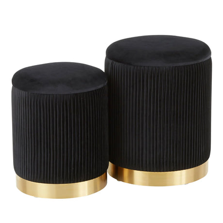 Marla - Contemporary Nesting Pleated Ottoman Set - Furniture Home Direct