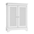 White 2 Door Rattan Storage Cabinet With Adjustable Partition, Medieval Modern Independent Buffet Cabinet, Multifunctional Decorative Cabinet Suitable For Living Room, Kitchen, Bathroom - White - Furniture Home Direct