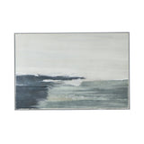 Large Rectangle Framed Wall Art Ocean Waves Canvas Print, Home Decor For Living Room Foyer Office - White / Blue - Furniture Home Direct