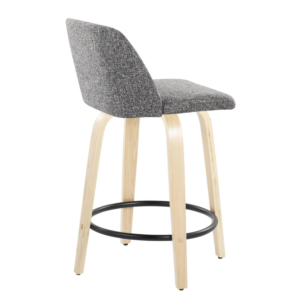 Toriano - Contemporary, Fixed Height Counter Stool With Swivel And Round Footrest (Set of 2) - Furniture Home Direct