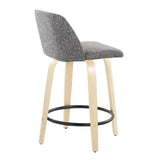 Toriano - Contemporary, Fixed Height Counter Stool With Swivel And Round Footrest (Set of 2) - Furniture Home Direct