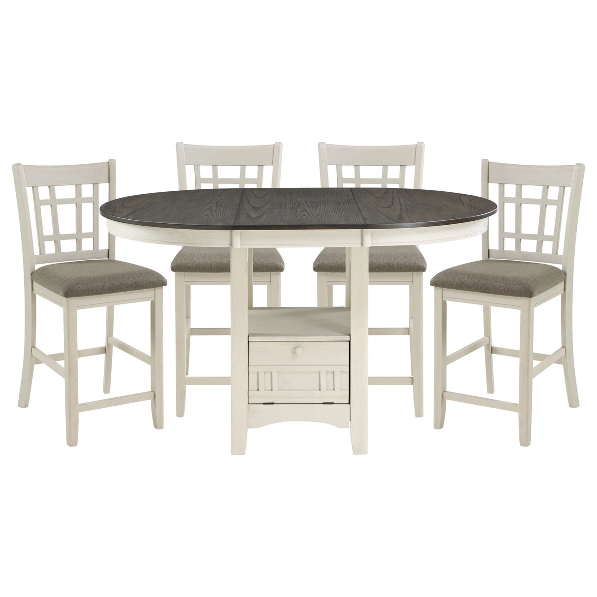 Counter Height Dining Set With Storage Base Antique White - Furniture Home Direct