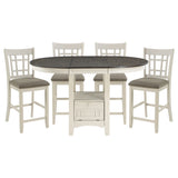 Counter Height Dining Set With Storage Base Antique White - Furniture Home Direct