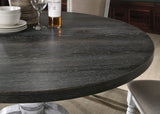 Dining Set Round Pedestal Table With Chairs Weathered White - Furniture Home Direct