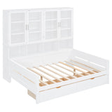 Daybed With Glass Door Storage Cabinets, Built In LED Lighting And Shelves - Furniture Home Direct