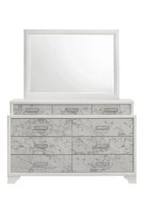 Queen Bed With Storage Drawers Modern Marble Finish White - Furniture Home Direct