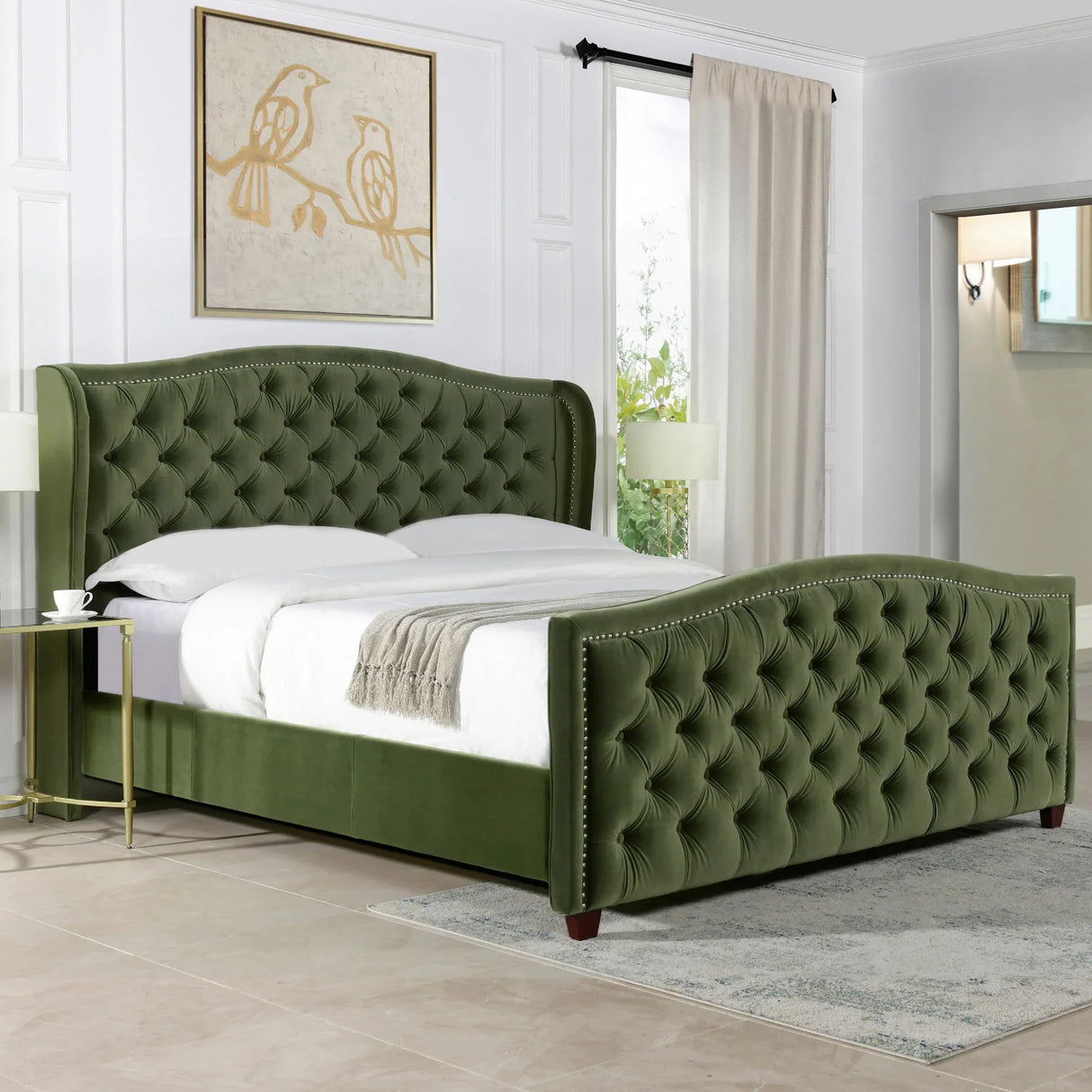 Marcella - Upholstered Shelter Headboard Bed Set - Furniture Home Direct