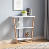 Contemporary Console Table With Three Open Shelves - White / Light Brown - Furniture Home Direct