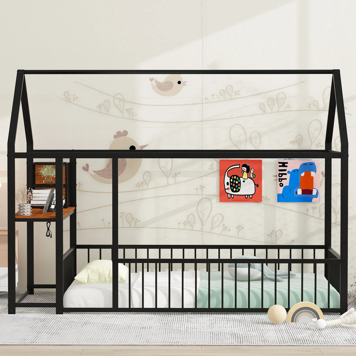 House Frame With Desk, Shelves, Power Outlets And USB Ports - Furniture Home Direct