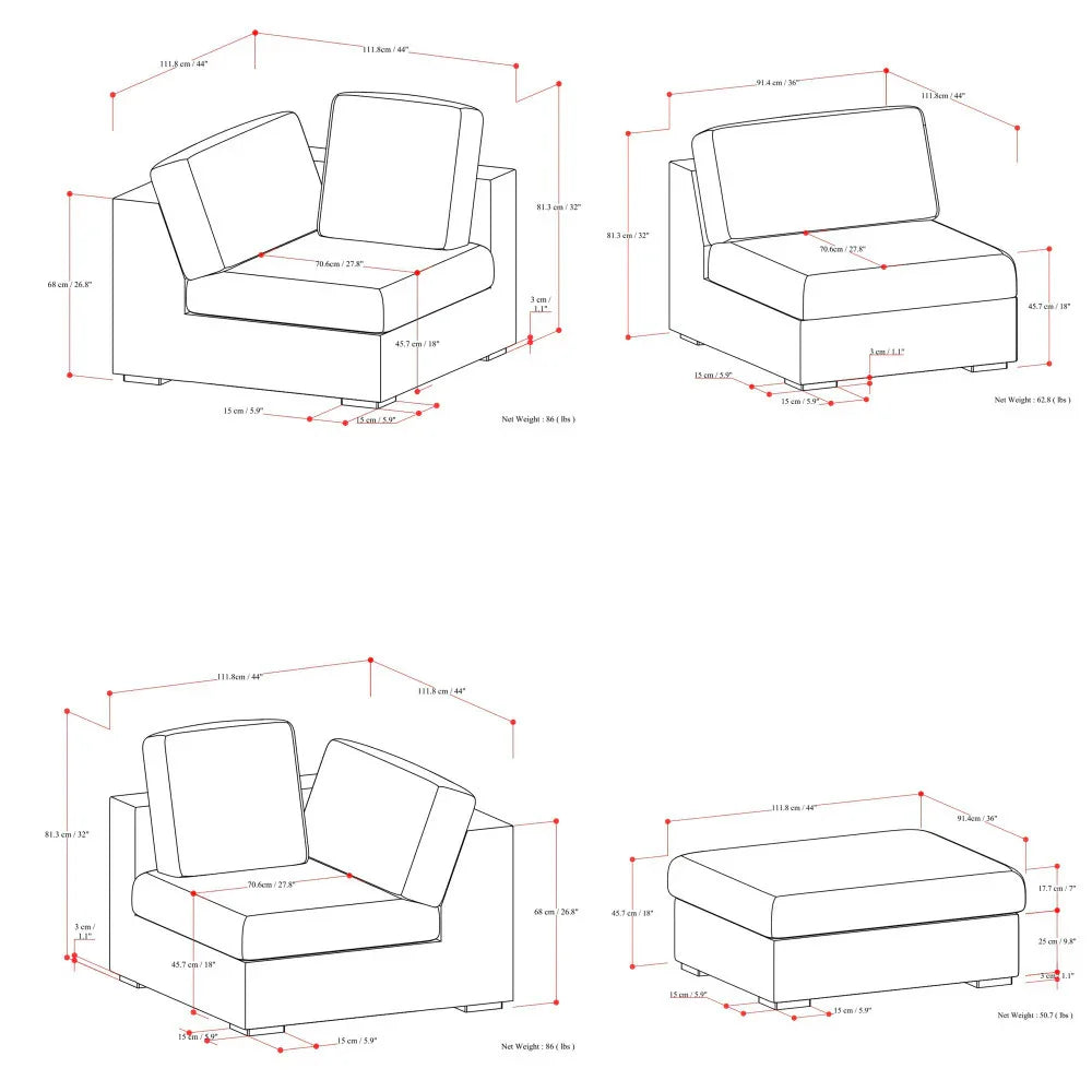 Jasmine Sofa and Ottoman - Off White - Furniture Home Direct