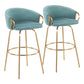 Claire - Contemporary / Glam Fixed Height Bar Stool (Set of 2) Round Footrest (Set of 2) - Furniture Home Direct