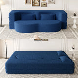 Modern Floor Sofa, With 2 Pillows, Convertible Teddy Fabric Foam Filled Bed - Furniture Home Direct