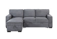 Sleeper Sectional Sofa With Chaise Corded Fabric Dark Gray - Furniture Home Direct