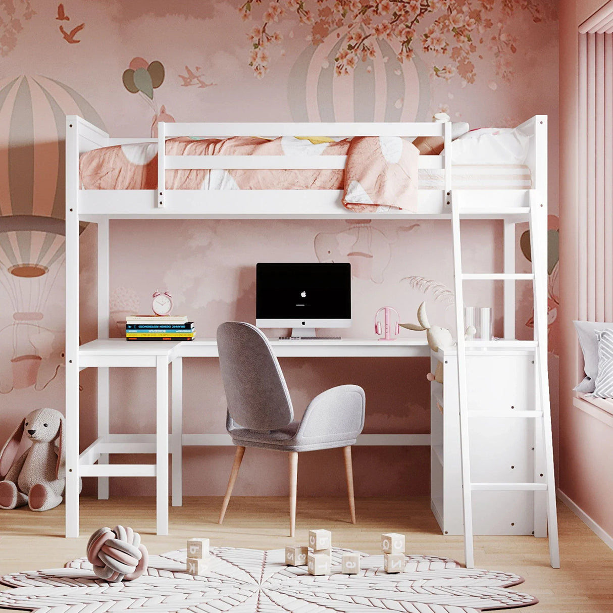 Loft Bed With Shelves With Desk - Furniture Home Direct
