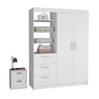 Wardrobe With Nightstand And Shelves Drawers Large White - Furniture Home Direct
