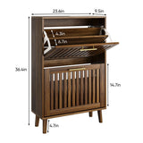 Medieval Modern Shoe Cabinet With 2 Flip Drawers And Fence Design - Furniture Home Direct