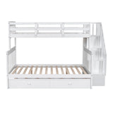 Bunk Bed With Twin Size Trundle, Storage And Guard Rail For Bedroom - Furniture Home Direct