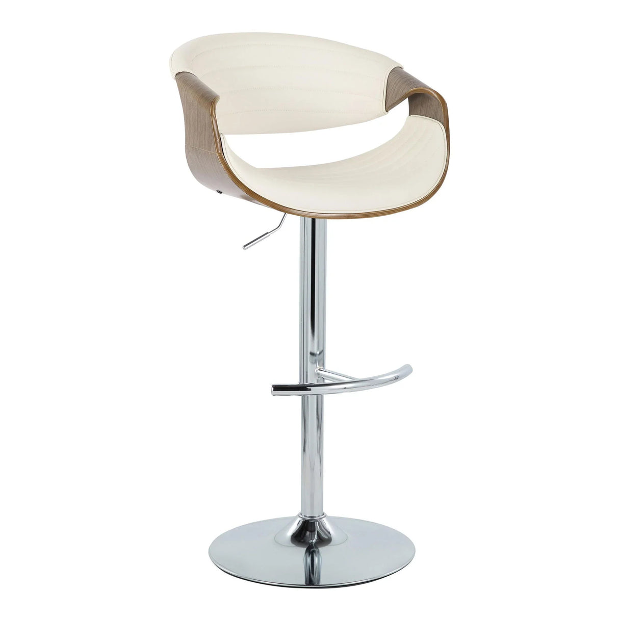 Symphony - Mid Century Modern Adjustable Barstool With Swivel & Rounded T Footrest (Set of 2) - Furniture Home Direct