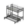 Twin Metal Pull Out Bunk Bed With Guardrail And Built In Ladder, Space Saving Convertible Frame For Bedroom - Black - Furniture Home Direct
