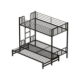 Twin Metal Pull Out Bunk Bed With Guardrail And Built In Ladder, Space Saving Convertible Frame For Bedroom - Black - Furniture Home Direct