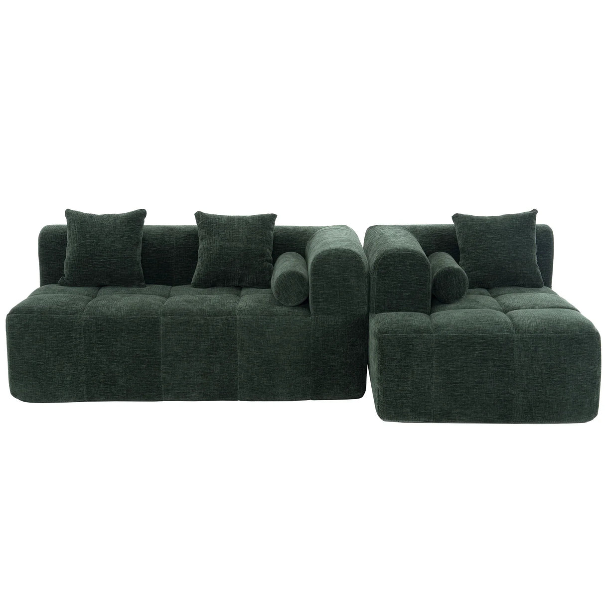 Sectional Sofa Modular Tufted Chenille Upholstery Green - Furniture Home Direct