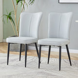 Dining Chairs Modern PU Upholstered Black Metal Legs Gray - Furniture Home Direct