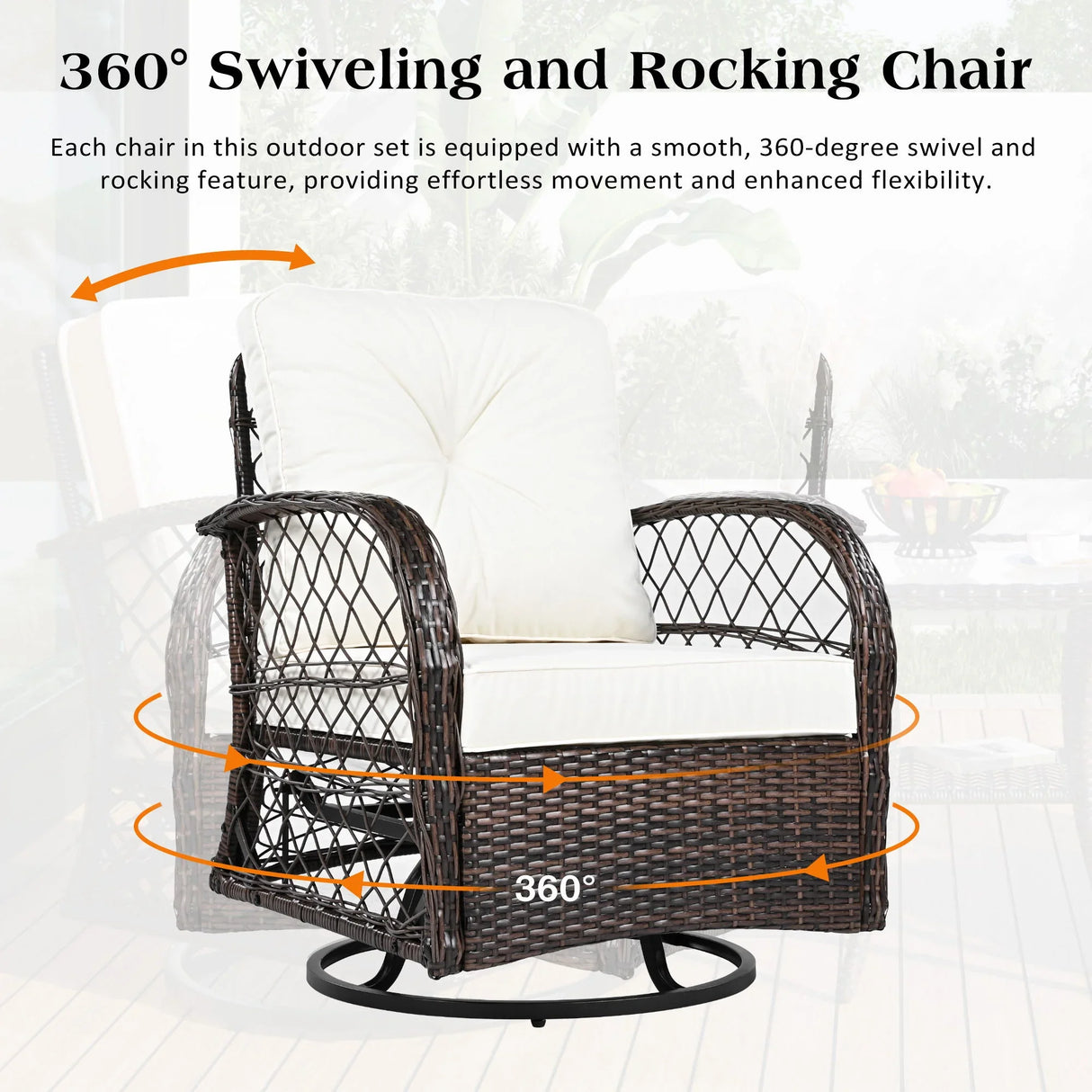 3 Piece Outdoor Chair & Table Set Chat Set, 2 Person Rattan Seating Group - Furniture Home Direct