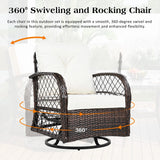 3 Piece Outdoor Chair & Table Set Chat Set, 2 Person Rattan Seating Group - Furniture Home Direct