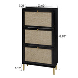 Modern Rattan 3 Door Shoe Rack Cabinet For Entryway - Furniture Home Direct