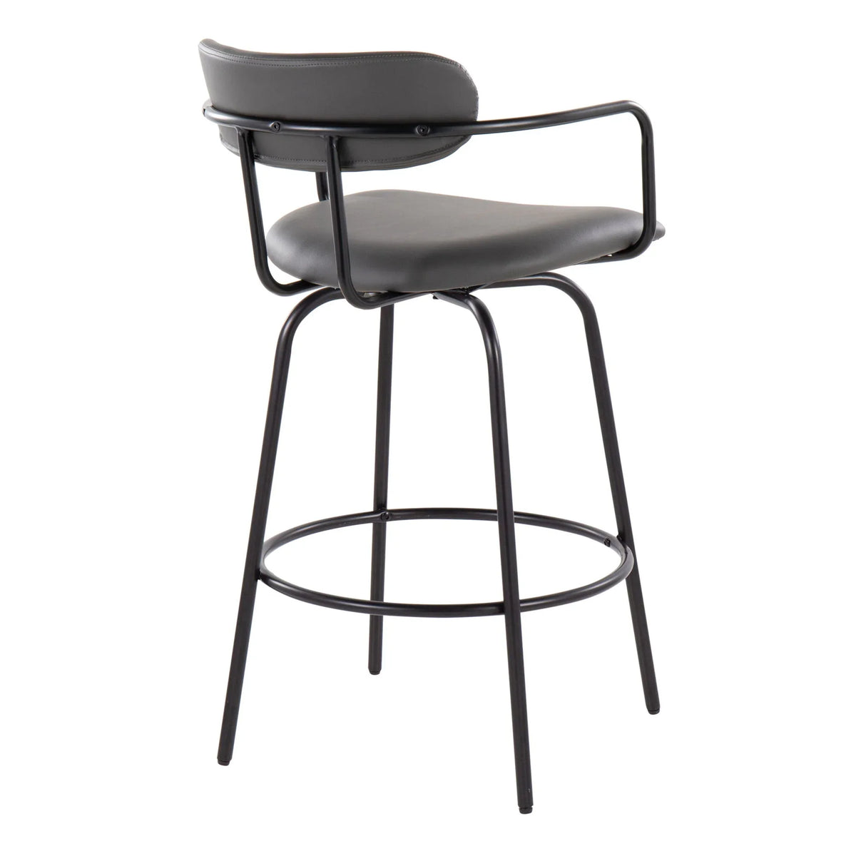 Demi - Contemporary Fixed Height Counter Stool With Swivel With Round Footrest (Set of 2) - Furniture Home Direct