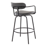 Demi - Contemporary Fixed Height Counter Stool With Swivel With Round Footrest (Set of 2) - Furniture Home Direct